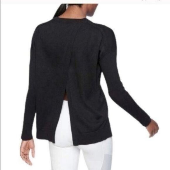 Athleta | Highlands Crossback Split Back High low Sweater Black - Picture 1 of 10